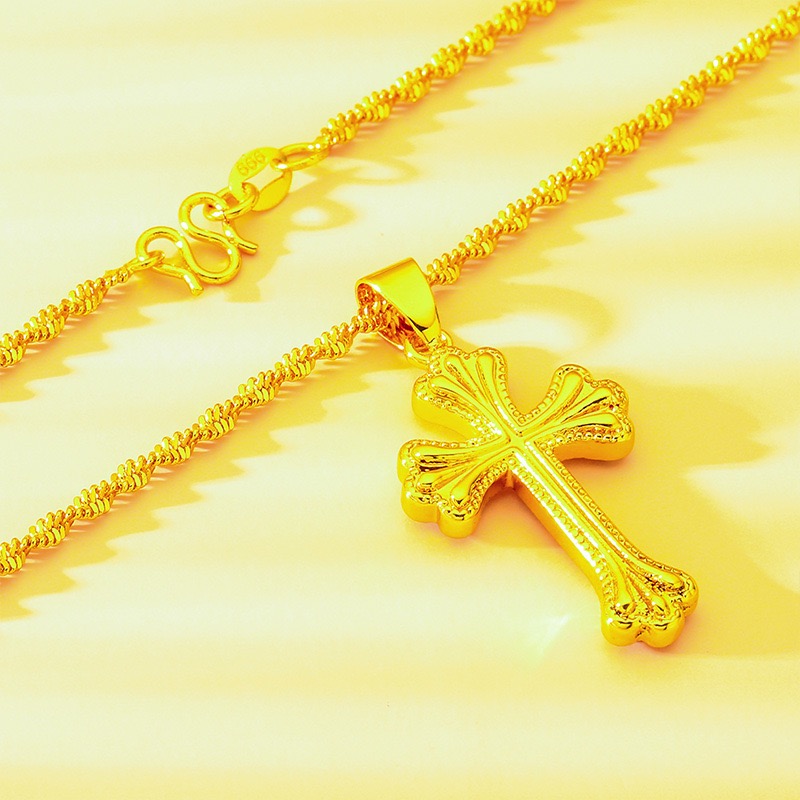 9999 24K純金製 クラシックな男女兼用クロスネックレス - Cross Pendant Necklace Gold のレビューと価格