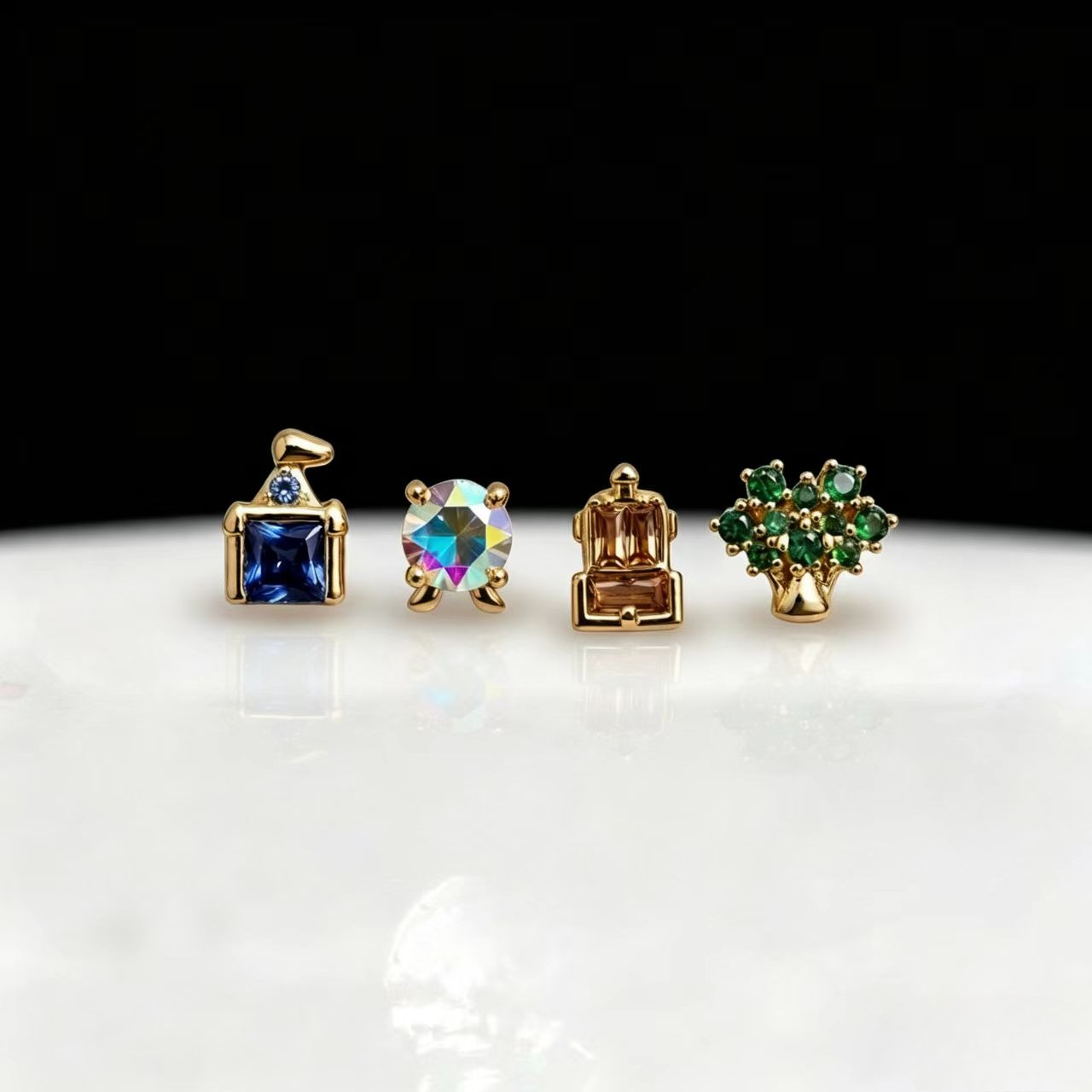 新しい絶妙なかわいい遊園地スタッドピアス女性ガールズファッシ - Earrings のレビューと価格