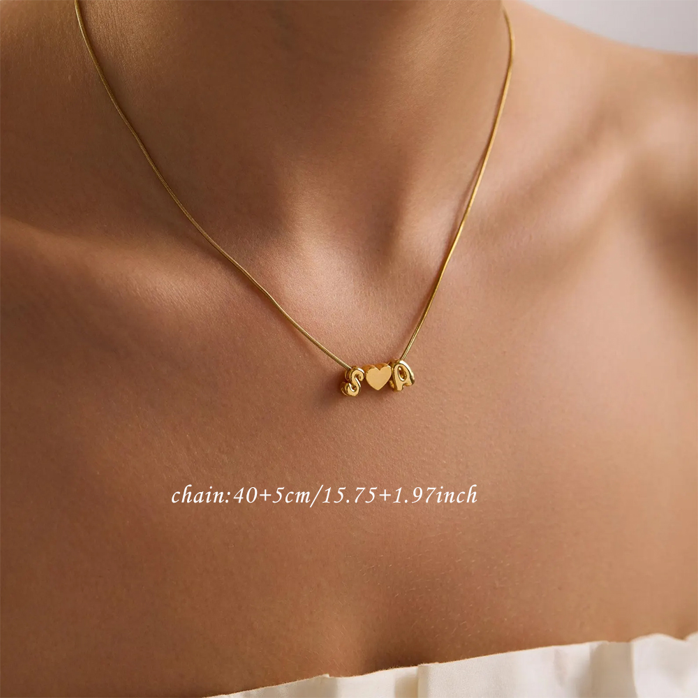 カスタム2文字イニシャルネーム3Dバブルハートネックレスステ - Custom Name Necklace Stainless Steel のレビューと価格