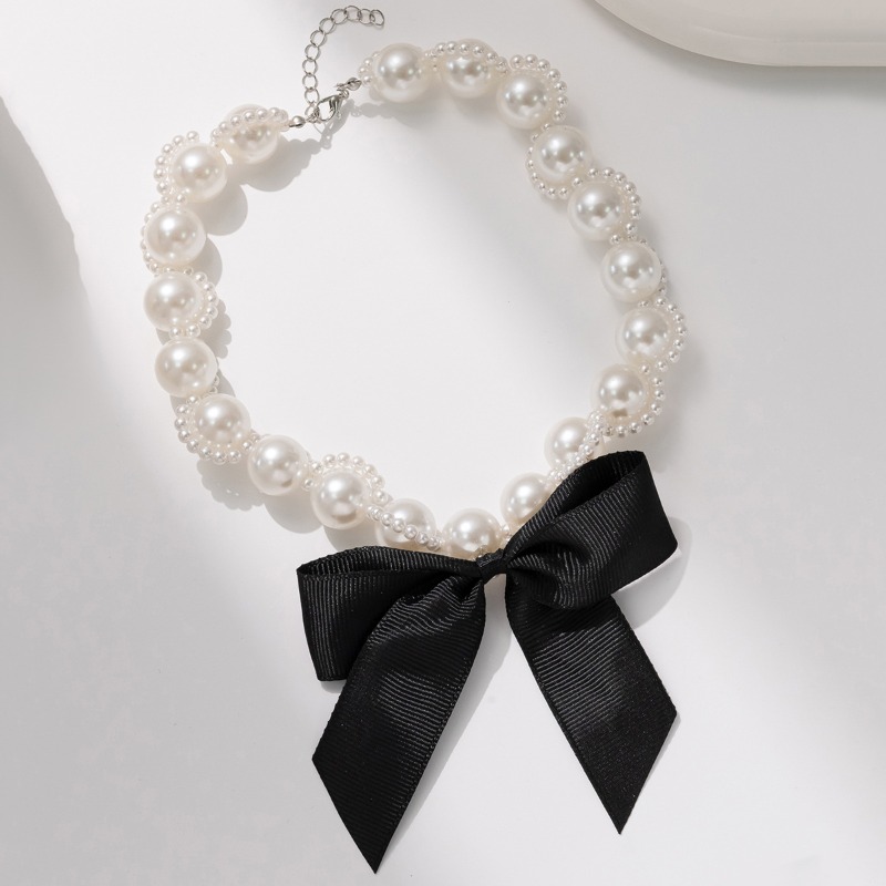 フェイクパールリボンチョーカーネックレス リボン付き ヴィン - Pearl Choker Necklace Vintage のレビューと価格