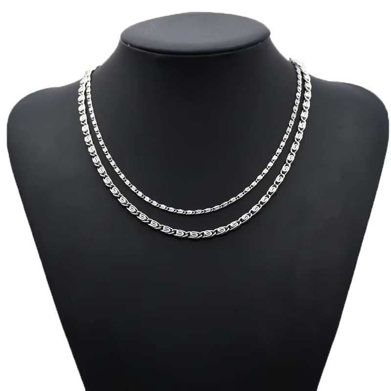 アンダラ 925スターリングシルバー 18Kゴールド 4mm - 925 Sterling Silver Chain Necklace Men のレビューと価格