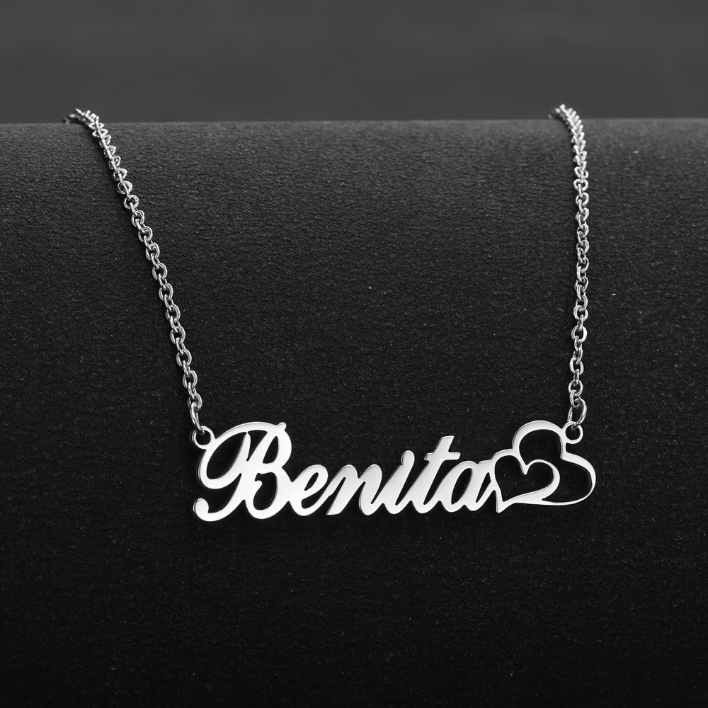 パーソナライズされたダブルハートカスタムネームネックレスステ - Custom Name Necklace Stainless Steel のレビューと価格