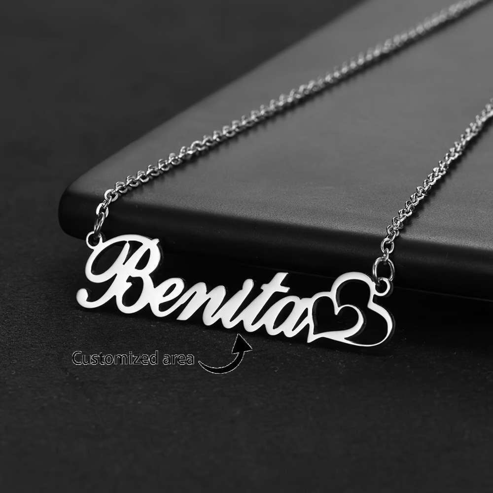 パーソナライズされたダブルハートカスタムネームネックレスステ - Custom Name Necklace Stainless Steel のレビューと価格