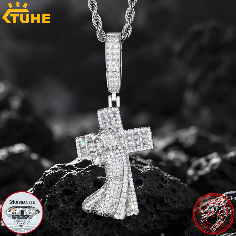 TUHE 新型ジーザスクロス 925シルバーペンダント モア - 925 Sterling Silver Chain Necklace Men のレビューと価格