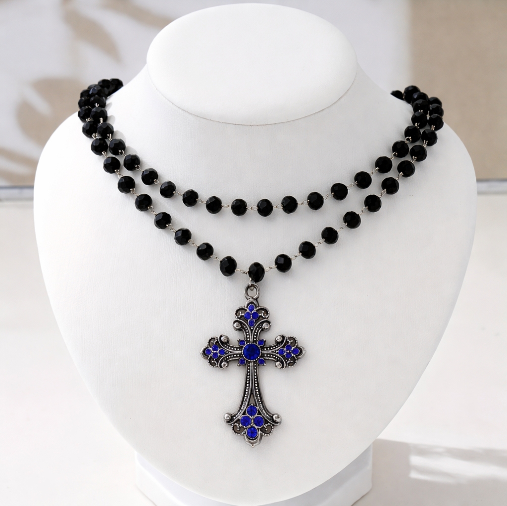 Y2K グランジ ゴシック レイヤード クロス ネックレス  - Layered Pendant Necklace Aesthetic のレビューと価格