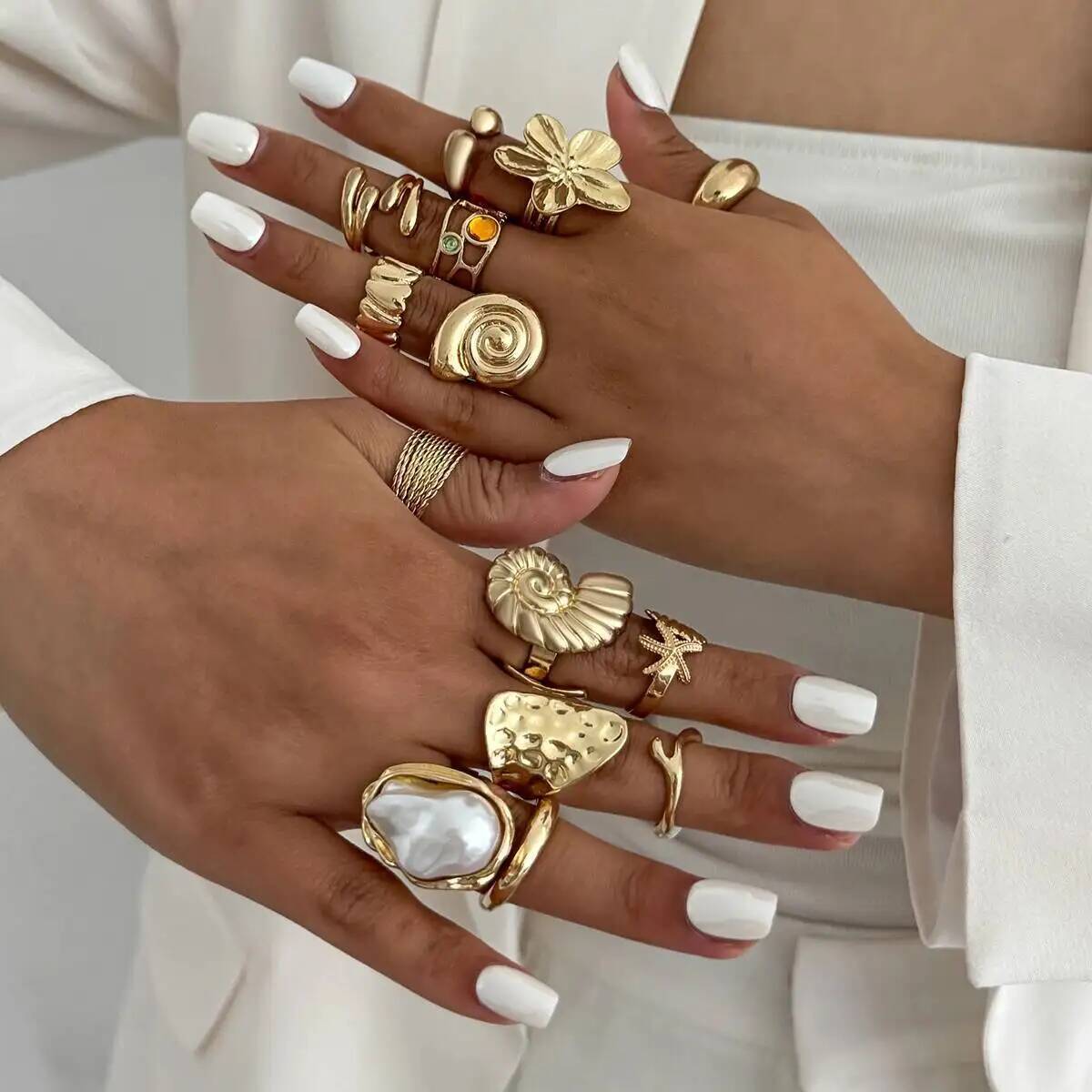 IngeSight.Z 14 ピース/セットヒップホップクリ - Vintage Punk Knuckle Rings Set のレビューと価格