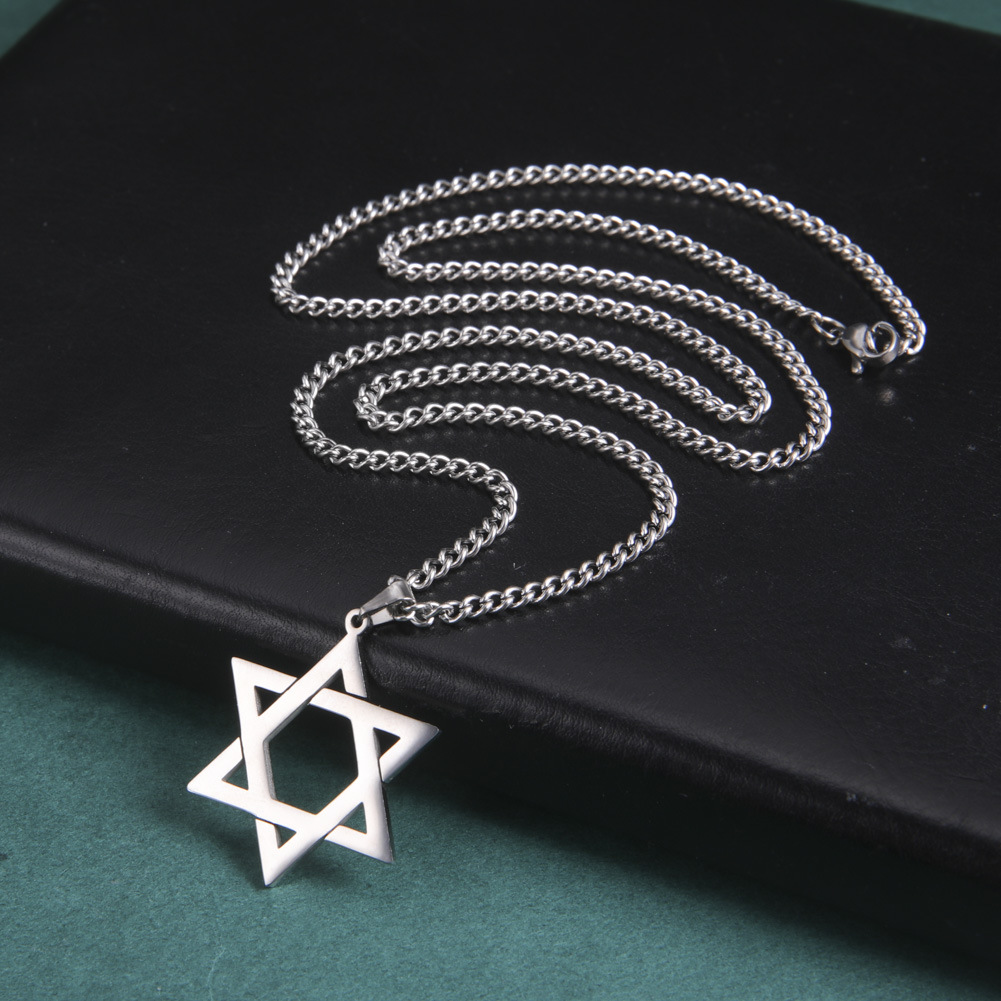 ステンレス鋼のダビデの星ペンダントネックレス男性用六芒星ダビ - Necklaces のレビューと価格