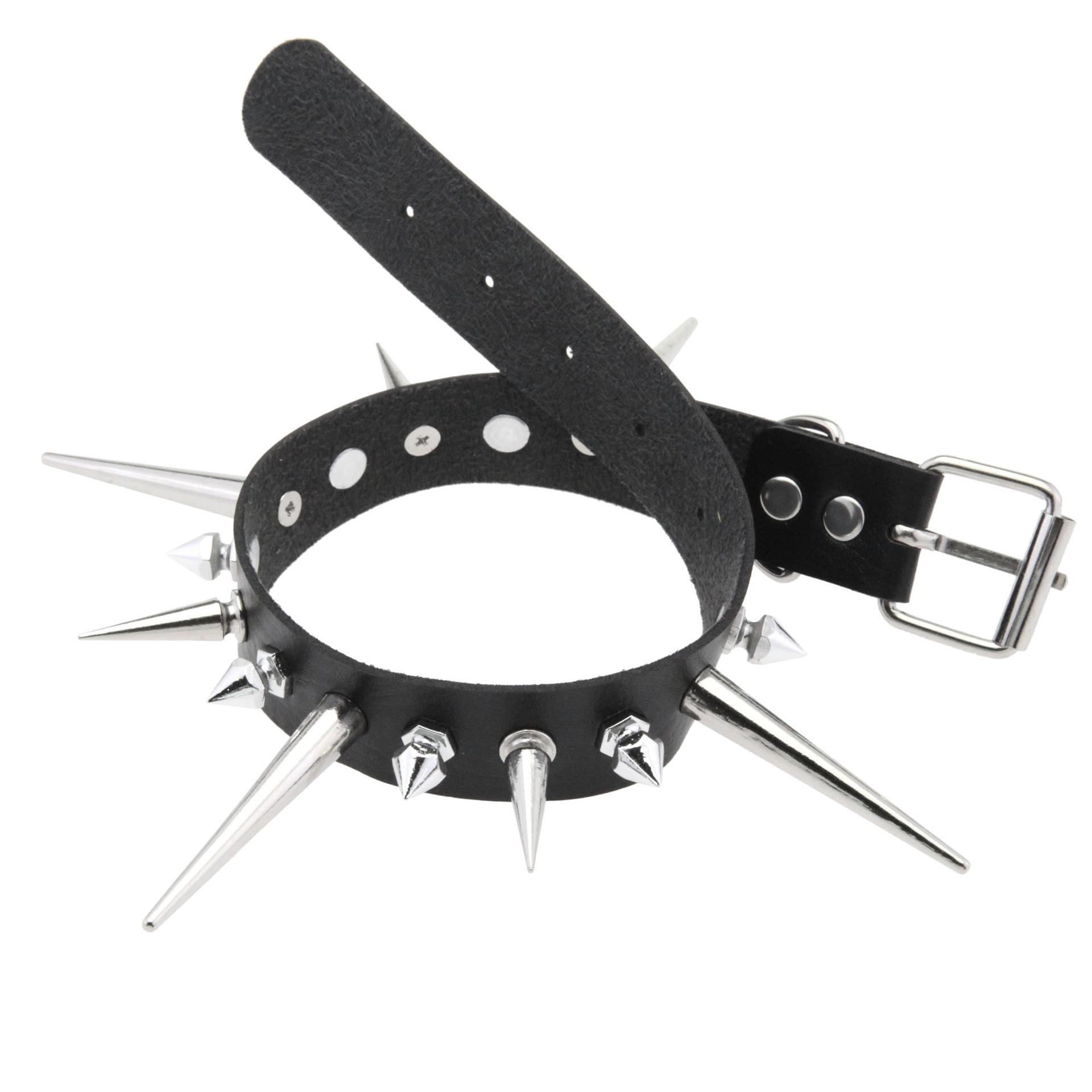 ゴスロングスパイクチョーカーパンクフェイクレザーの首輪女性男 - Goth Punk Spike Choker のレビューと価格