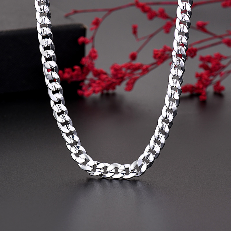 スターリングシルバー925のネックレス,ペンダント,7mmチ - Cuban Link Chain 12Mm のレビューと価格