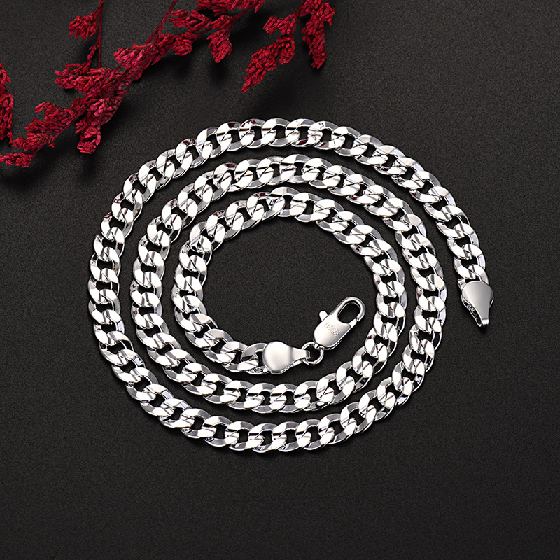スターリングシルバー925のネックレス,ペンダント,7mmチ - Cuban Link Chain 12Mm のレビューと価格
