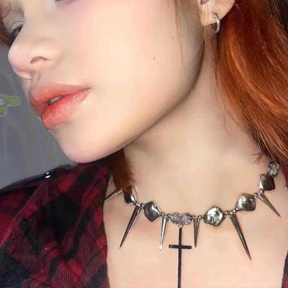 Y2k サブカルチャー スパイク クロス リベット タッセル - Goth Punk Spike Choker のレビューと価格