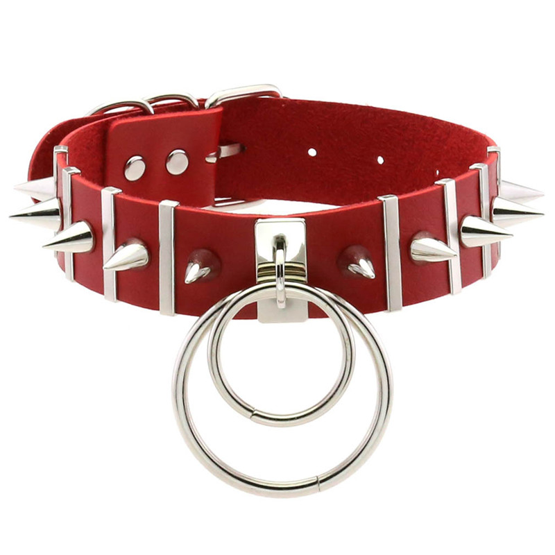 ピンクのボンデージネックレス,パイク,ラウンドネック,パンク - Goth Punk Spike Choker のレビューと価格