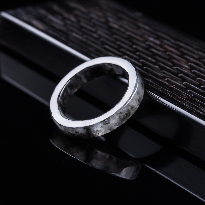 天然A級ビルマ産、黒翡翠アイスタイプリング、男女兼用ジュエリ - Rings のレビューと価格