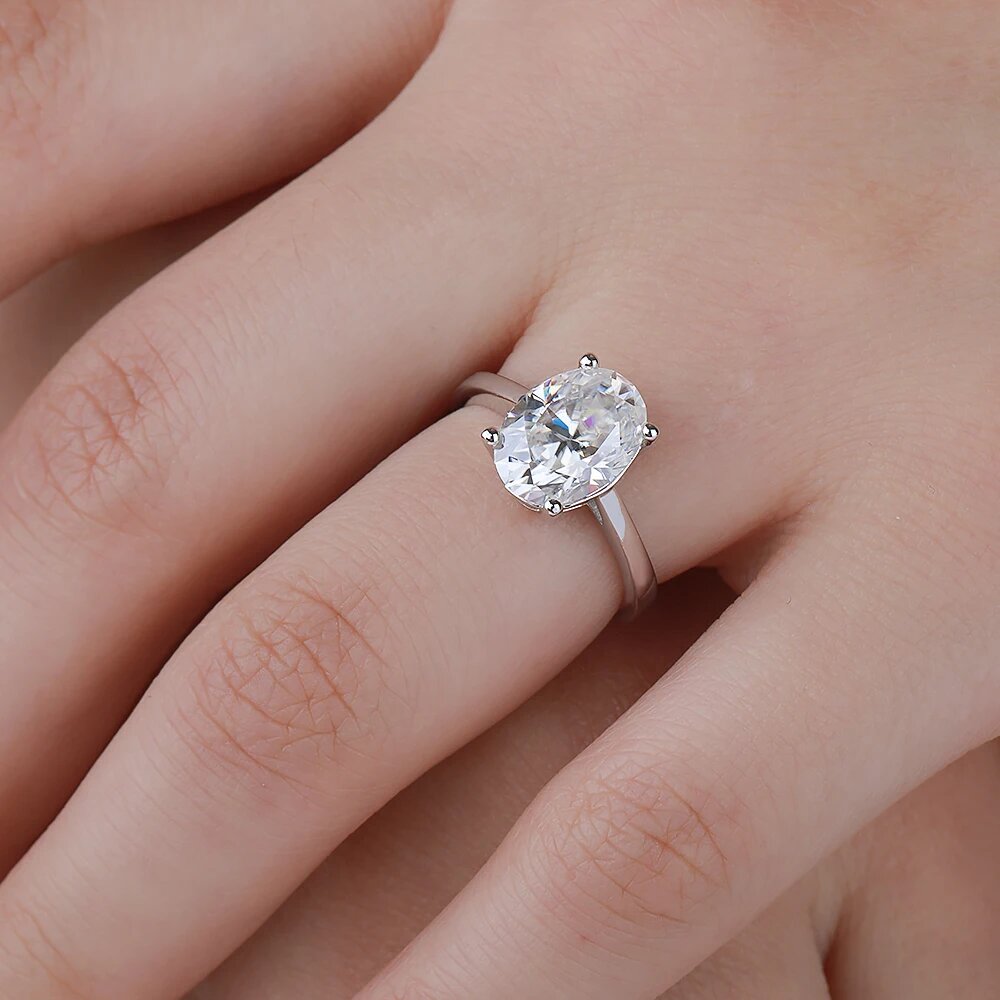 1/2/3 カラットオーバルカットモアッサナイト婚約指輪女性 - Moissanite Engagement Ring 1 Carat のレビューと価格