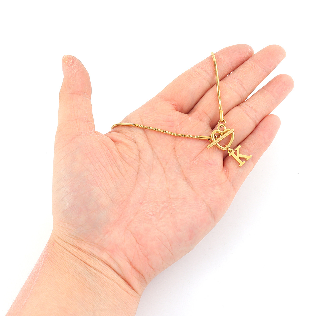 ファッションA-Zイニシャルハートペンダントネックレス18K - Initial Letter Necklace 18K Gold のレビューと価格