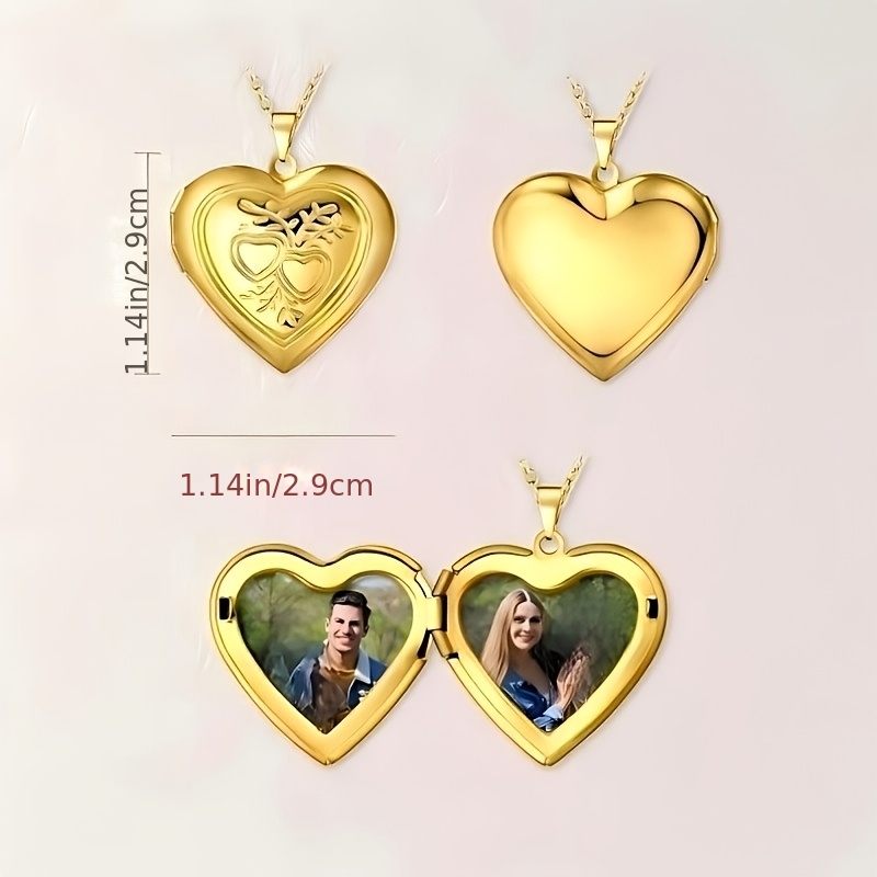 カスタム1/2フォトネックレス ハート型ネックレス カスタマ - Heart Locket Necklace Photo のレビューと価格