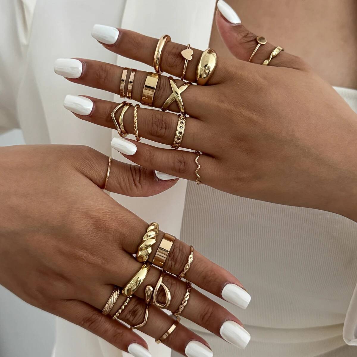 SHIXIN 24個セット トレンディな不規則幾何学オープン - Vintage Punk Knuckle Rings Set のレビューと価格