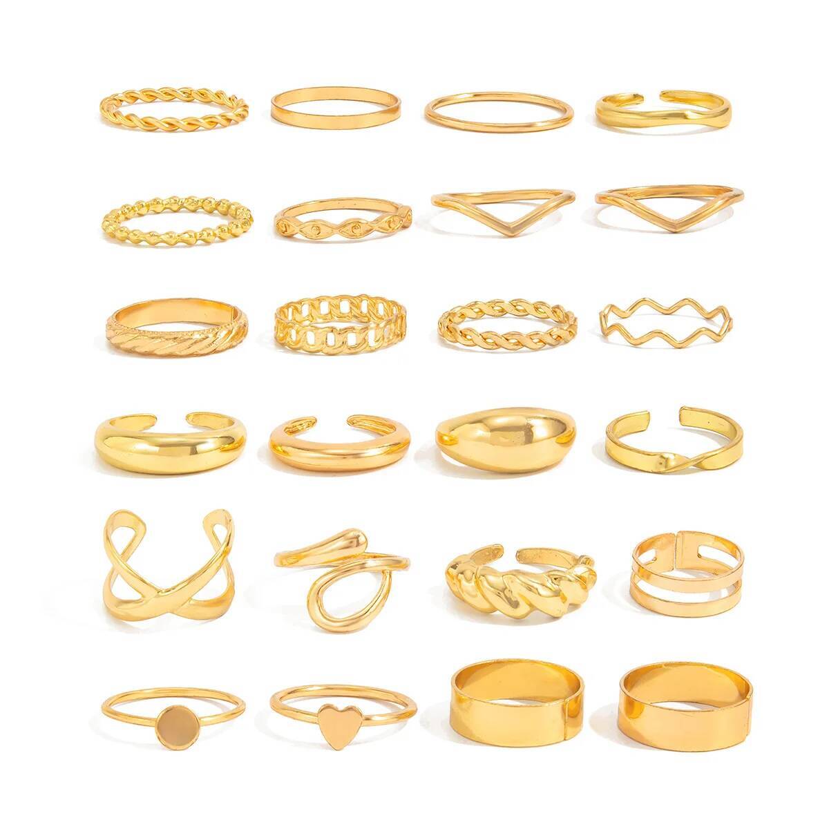 SHIXIN 24個セット トレンディな不規則幾何学オープン - Vintage Punk Knuckle Rings Set のレビューと価格