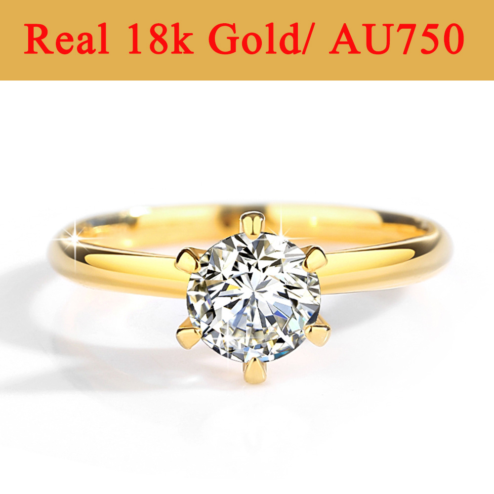 リアルゴールド 18 K モアッサナイトリング中空女性婚約結 - Moissanite Engagement Ring 1 Carat のレビューと価格